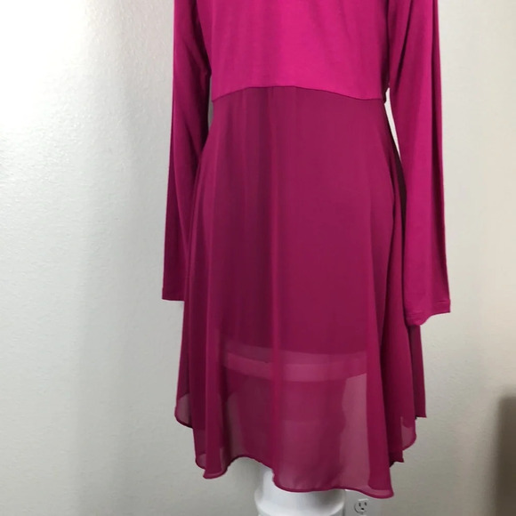 2/$30 LOGO LOUNGE by Lori Goldstein Cardigan Fuchsia Size Small Knit W/Chiffon - Picture 9 of 16